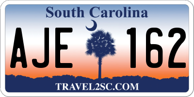 SC license plate AJE162