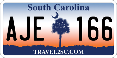 SC license plate AJE166