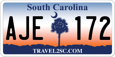SC license plate AJE172