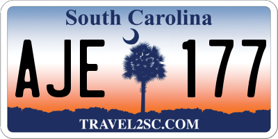 SC license plate AJE177