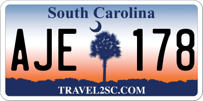 SC license plate AJE178