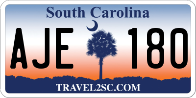 SC license plate AJE180