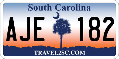 SC license plate AJE182
