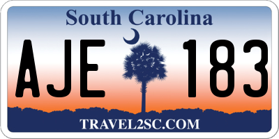 SC license plate AJE183