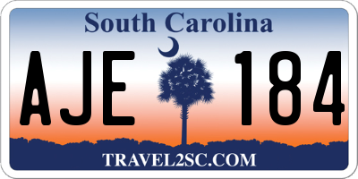 SC license plate AJE184