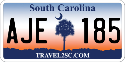 SC license plate AJE185