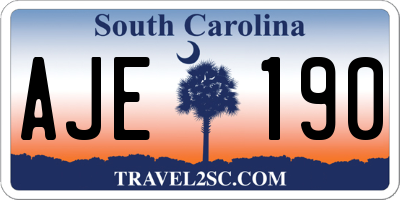 SC license plate AJE190