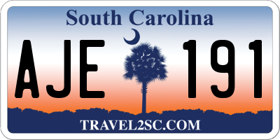 SC license plate AJE191