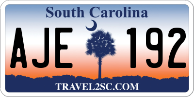 SC license plate AJE192