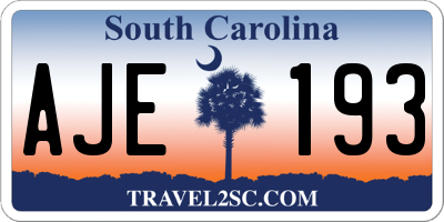 SC license plate AJE193