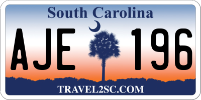 SC license plate AJE196