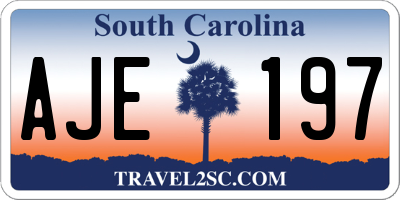 SC license plate AJE197
