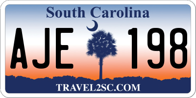 SC license plate AJE198
