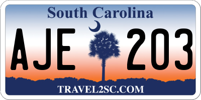 SC license plate AJE203