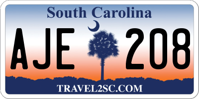 SC license plate AJE208