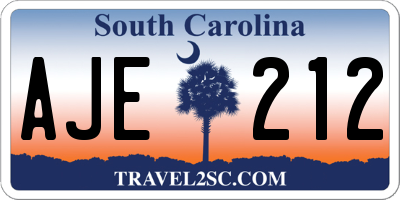 SC license plate AJE212