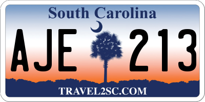 SC license plate AJE213