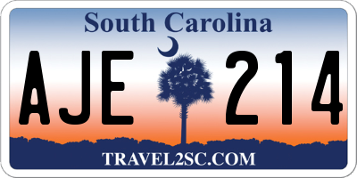 SC license plate AJE214