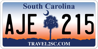 SC license plate AJE215