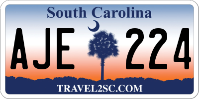 SC license plate AJE224