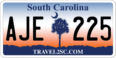 SC license plate AJE225