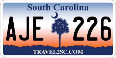 SC license plate AJE226
