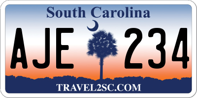 SC license plate AJE234