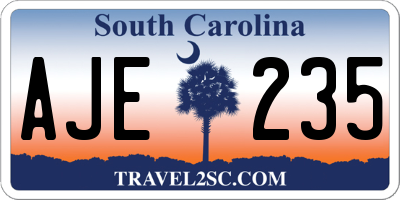 SC license plate AJE235