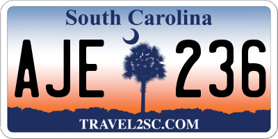 SC license plate AJE236
