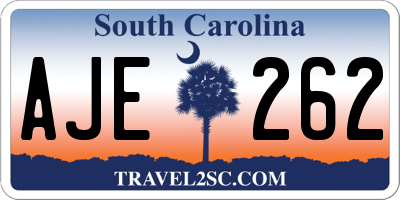 SC license plate AJE262