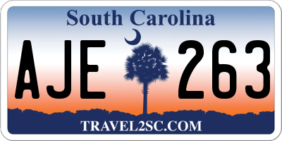 SC license plate AJE263