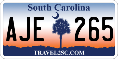 SC license plate AJE265