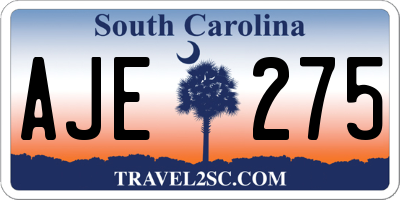 SC license plate AJE275
