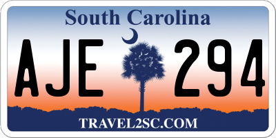 SC license plate AJE294