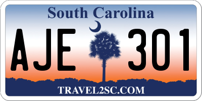 SC license plate AJE301