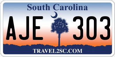 SC license plate AJE303