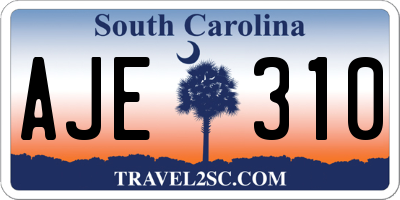 SC license plate AJE310