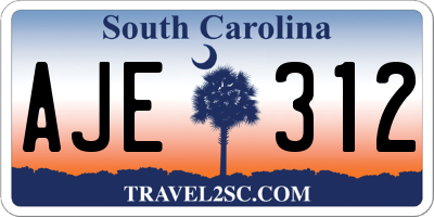 SC license plate AJE312