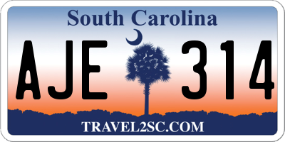 SC license plate AJE314