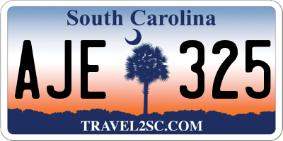 SC license plate AJE325