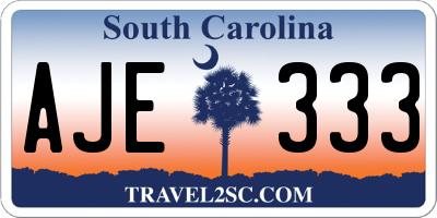 SC license plate AJE333