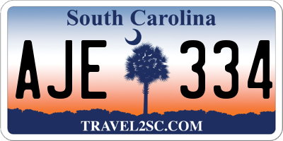 SC license plate AJE334