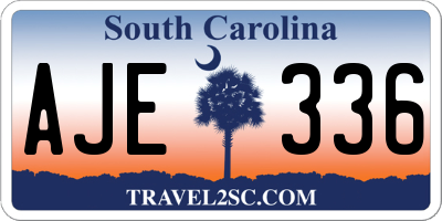 SC license plate AJE336