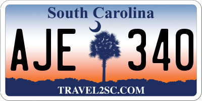 SC license plate AJE340
