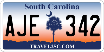 SC license plate AJE342