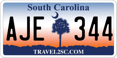 SC license plate AJE344