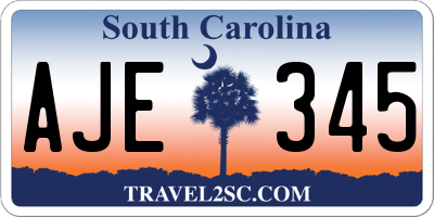 SC license plate AJE345