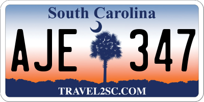 SC license plate AJE347