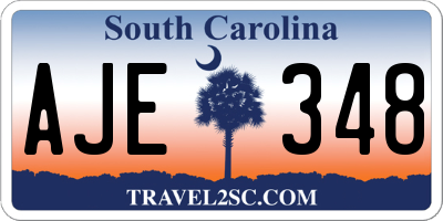 SC license plate AJE348