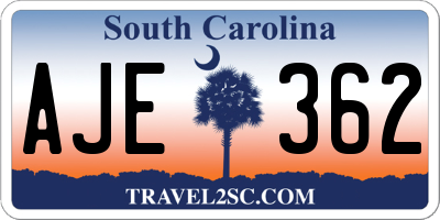 SC license plate AJE362